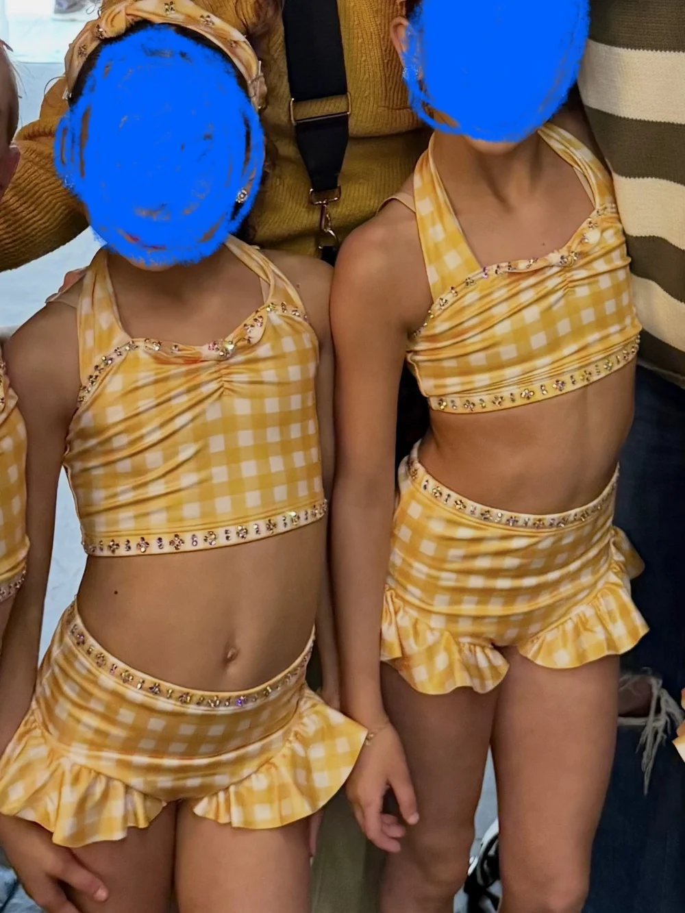 Yellow Gingham Rhinestone Two-Piece Swimsuit - CI